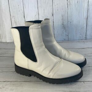 Franco Sarto White Leather Carian Chelsea Ankle Bootie